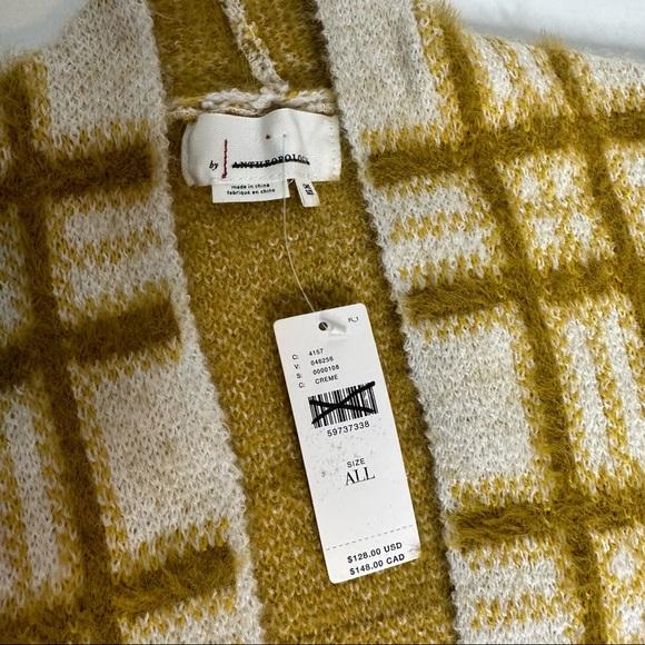 Final Price NWT Anthropologie Windowpane Knit Open Cardigan Coatigan one size - Picture 10 of 13
